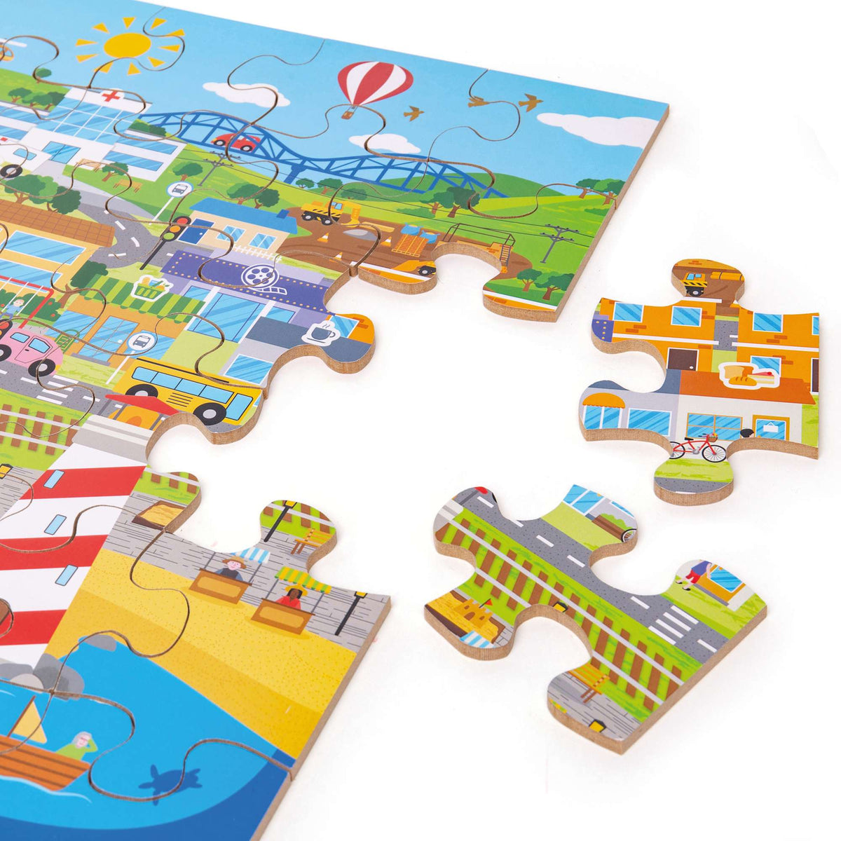 Bigjigs Toys Transport Town Floor Puzzle - 48 Pieces