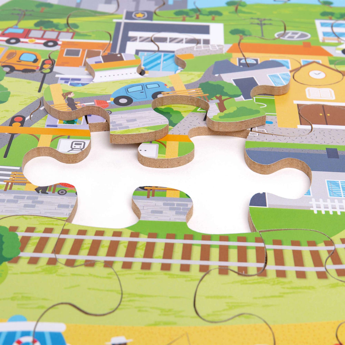 Bigjigs Toys Transport Town Floor Puzzle - 48 Pieces