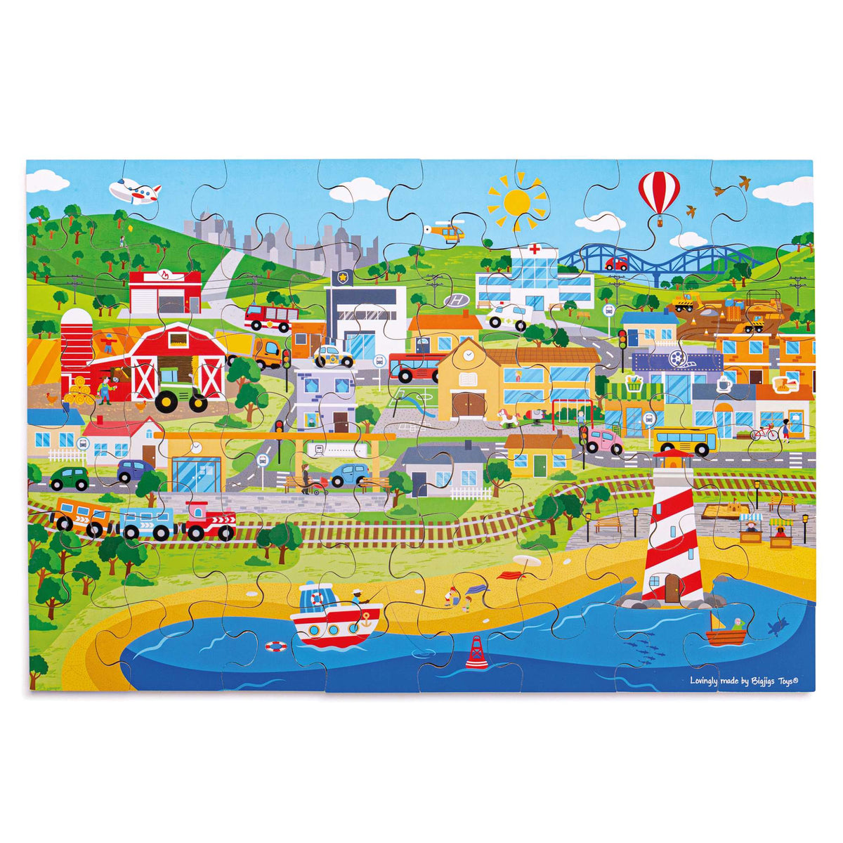Bigjigs Toys Transport Town Floor Puzzle - 48 Pieces