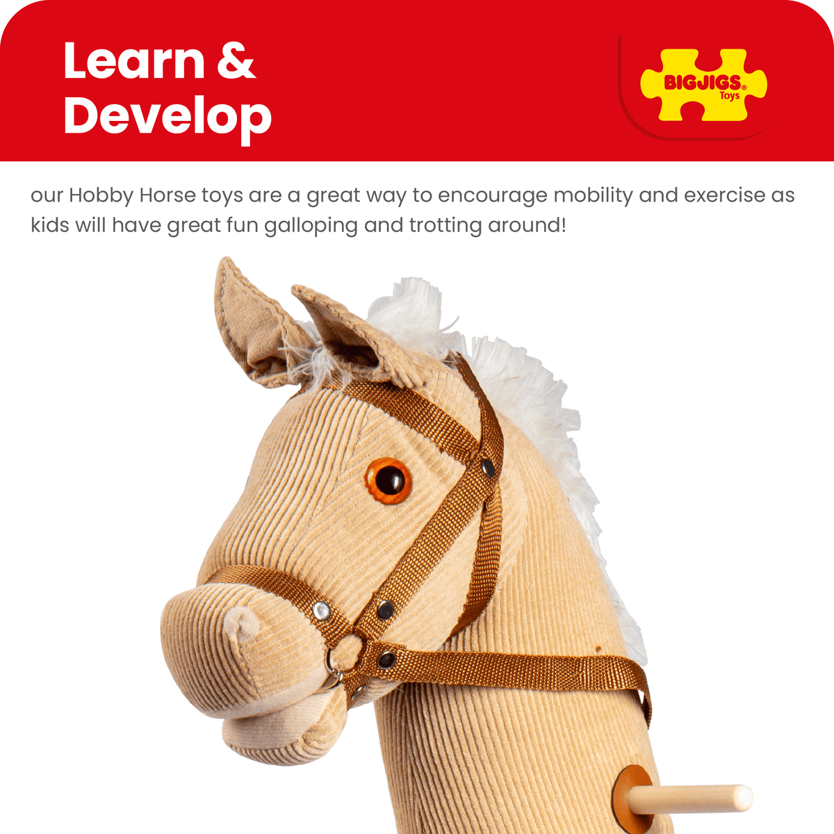 Bigjigs Toys Cord Wooden Hobby Horse - image 7
