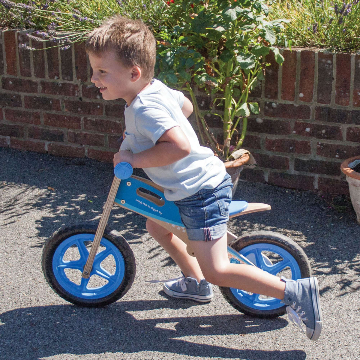 Bigjigs Toys My First Wooden Balance Bike - Blue - image 3