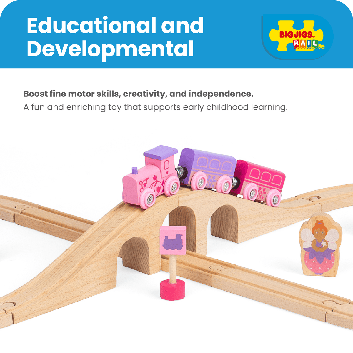 Bigjigs Rail Fairy Figure of Eight Wooden Train Set - Pink - image 6