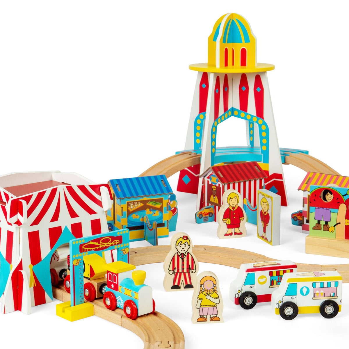 Bigjigs Rail Fun Fair Train Set - 54 Pieces