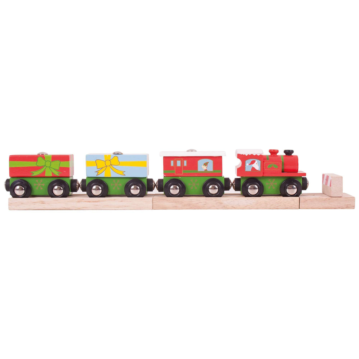Bigjigs Rail Christmas Wooden Train with Carriages