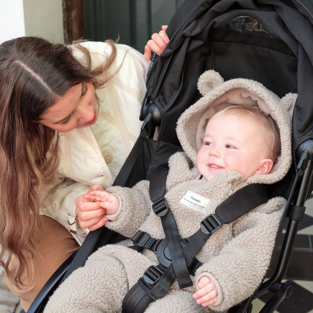 Finnson Alf Teddy Borg Pramsuit - Beige (Footless)