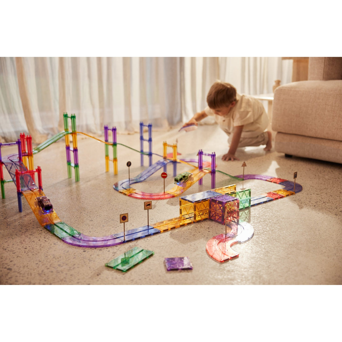 Cleverclixx Large Race Track Pastel - 80 Pieces – lifestyle and detail photo