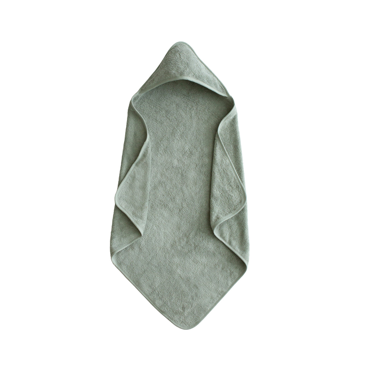 Unisex Baby Bath Set - Mushie Hooded Towel, Bath Boats & Whale Stackers - hooded towel in Moss