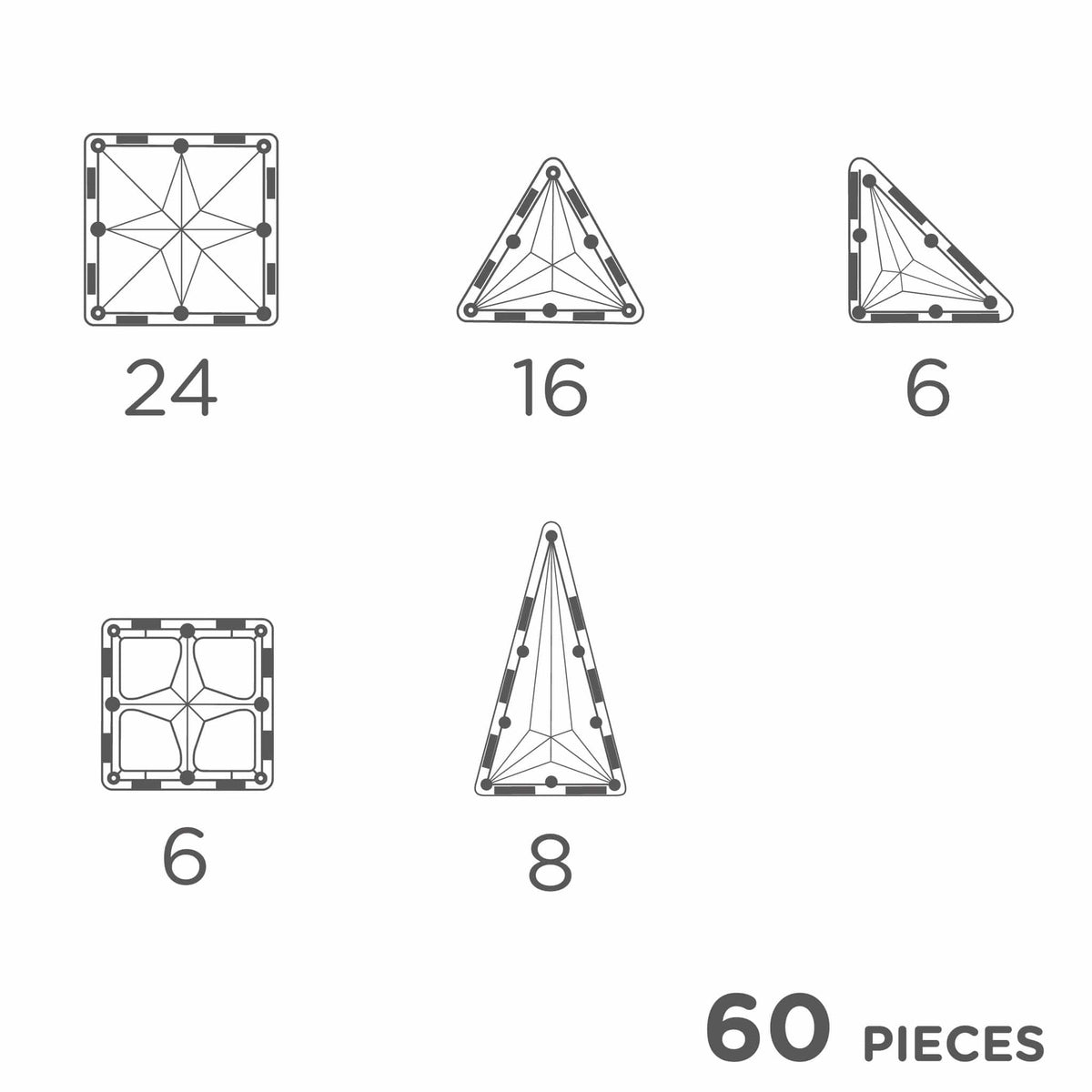 Cleverclixx Magnetic Tiles Cleverclixx Original Pack Intense - 60 Pieces