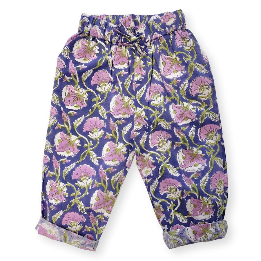 Apaches Trousers Raja Pull On Summer Trousers (Purple Floral)