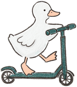 Duck riding a scooter