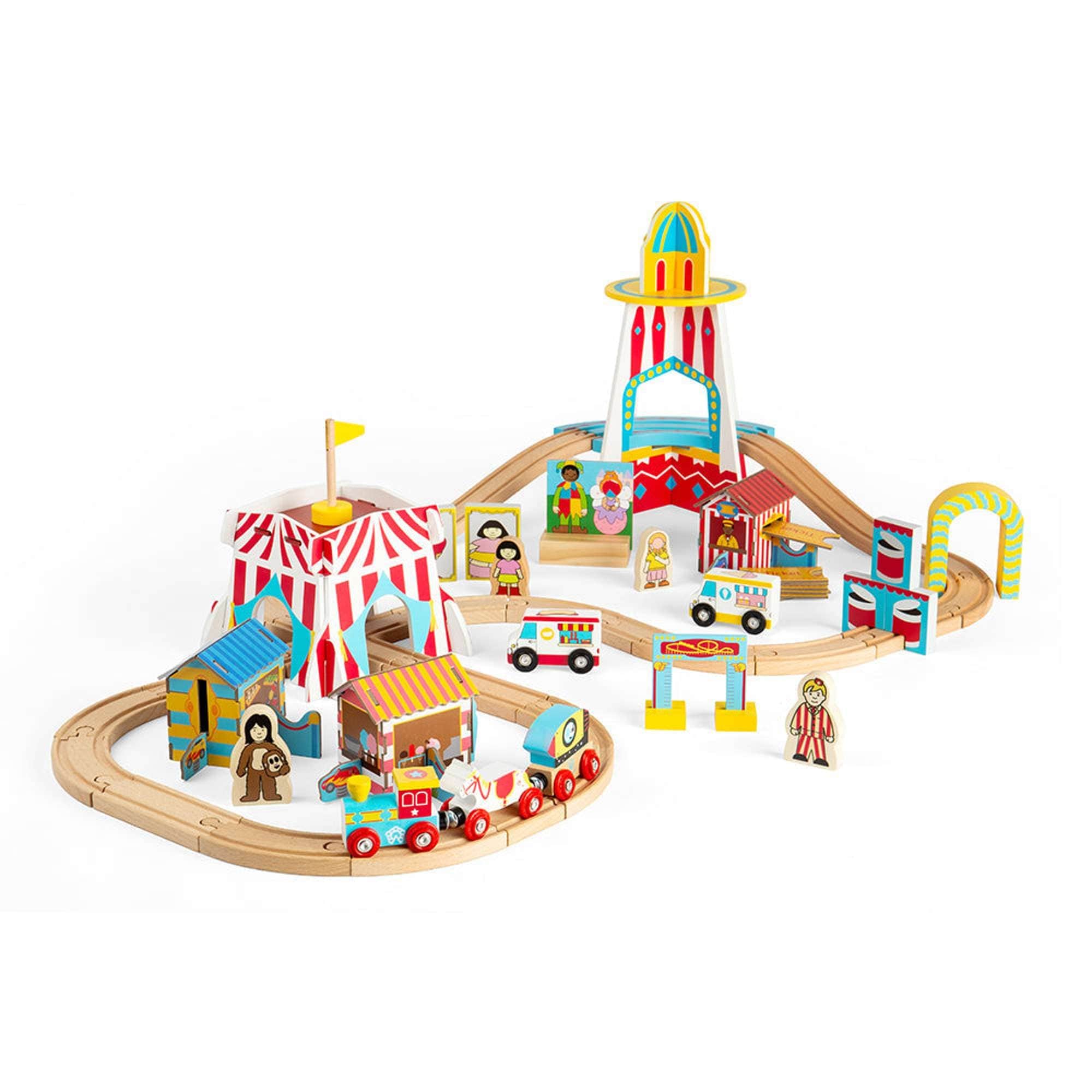 Bigjigs Rail Train Set Bigjigs Rail Wooden Fun Fair Train Set