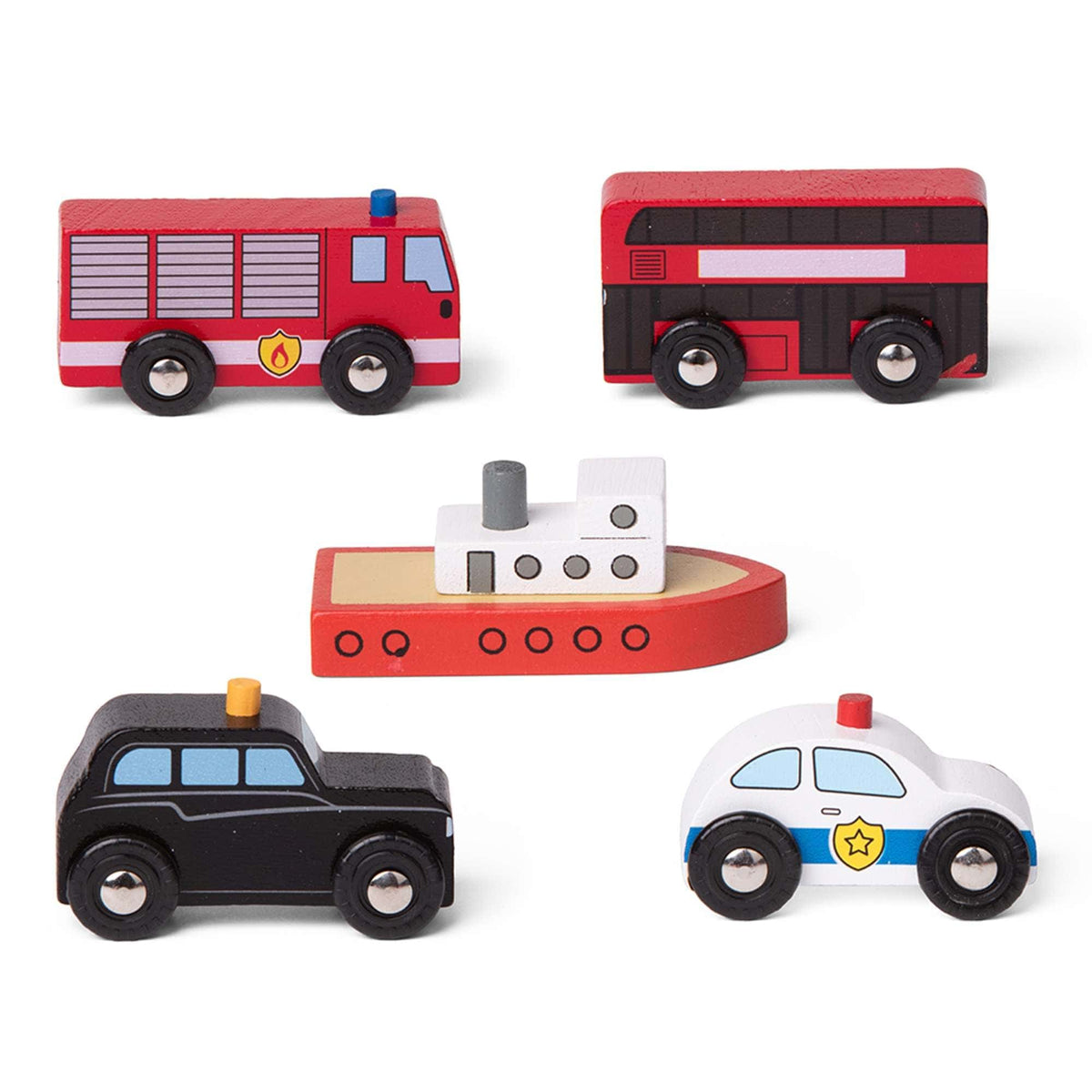 Bigjigs Rail Wooden Train Bigjigs Rail City Vehicles - 5 Piece Set