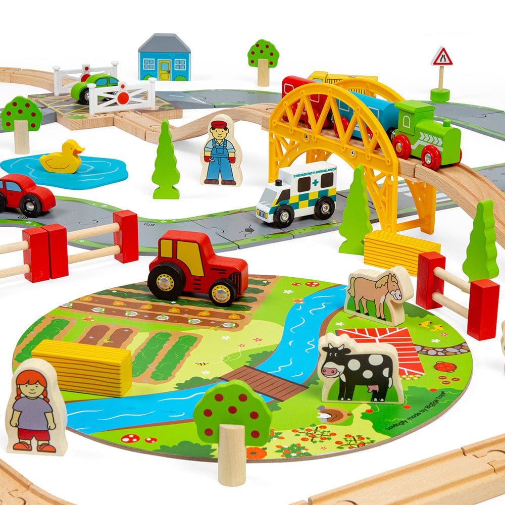 Bigjigs Rail Wooden train sets Bigjigs Rail Road & Rail Wooden Train Set