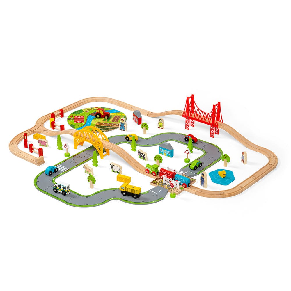 Bigjigs Rail Wooden train sets Bigjigs Rail Road & Rail Wooden Train Set