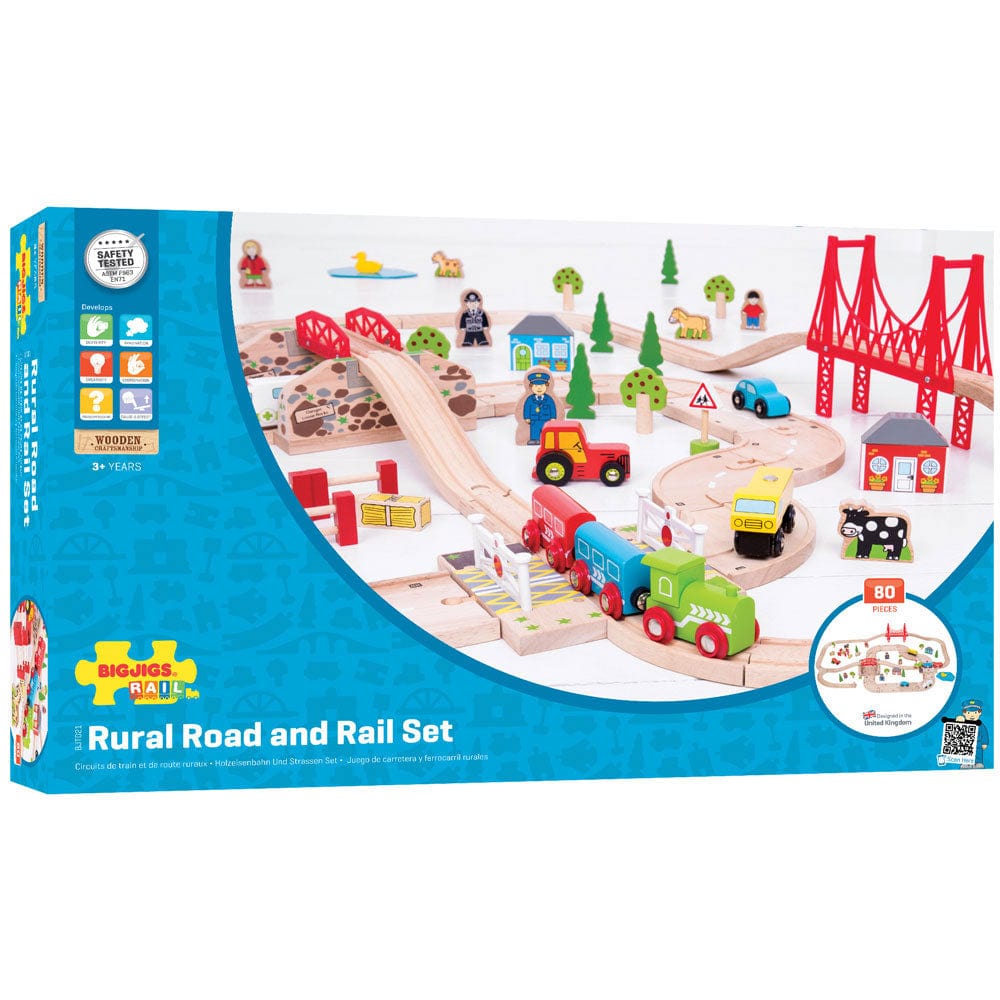 Bigjigs Rail Wooden train sets Bigjigs Rail Road & Rail Wooden Train Set