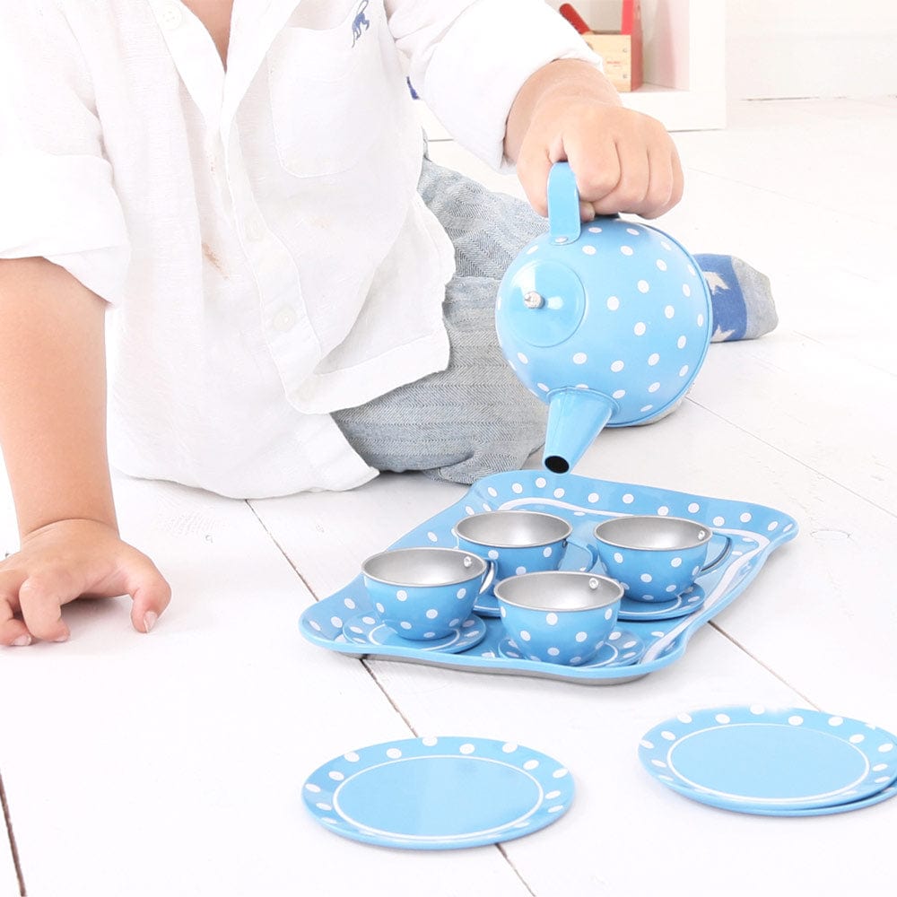 Bigjigs Toys Blue Polka Dot Tea Set