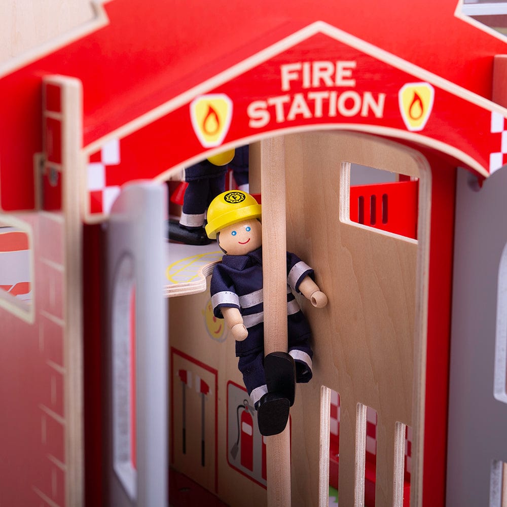 Bigjigs Toys City Fire Station Toy Playset