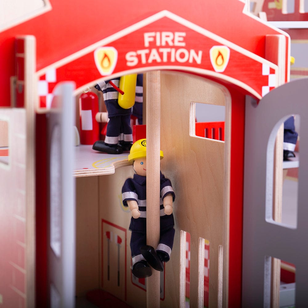 Bigjigs Toys City Fire Station Toy Playset