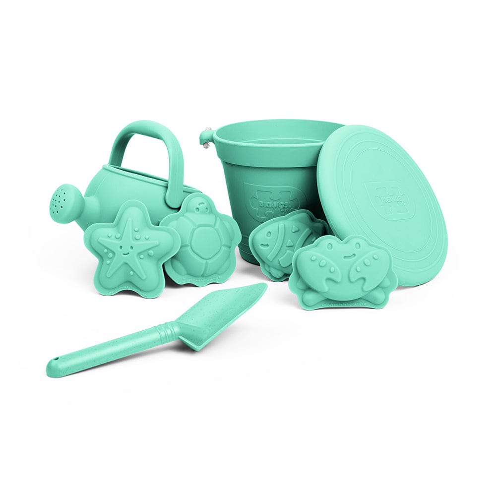 Bigjigs Toys Eggshell Green Silicone Beach Toys Bundle (5 Pieces)