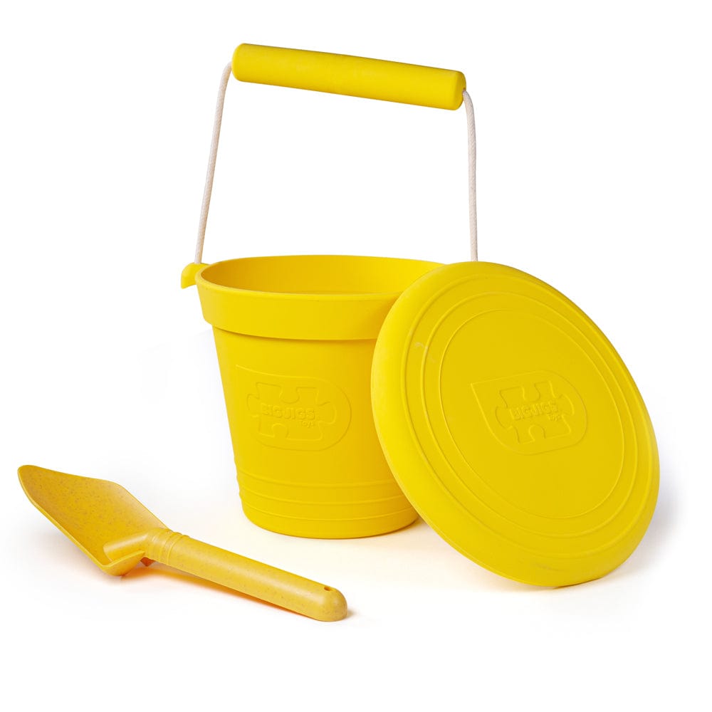 Bigjigs Toys Honey Yellow Silicone Bucket, Flyer and Spade Set