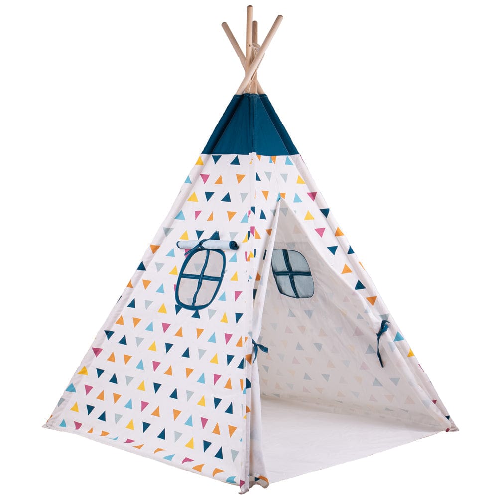 Bigjigs Toys Kids Teepie Bigjigs Toys Sustainable Wooden Teepee Tent with Triangle Print Design