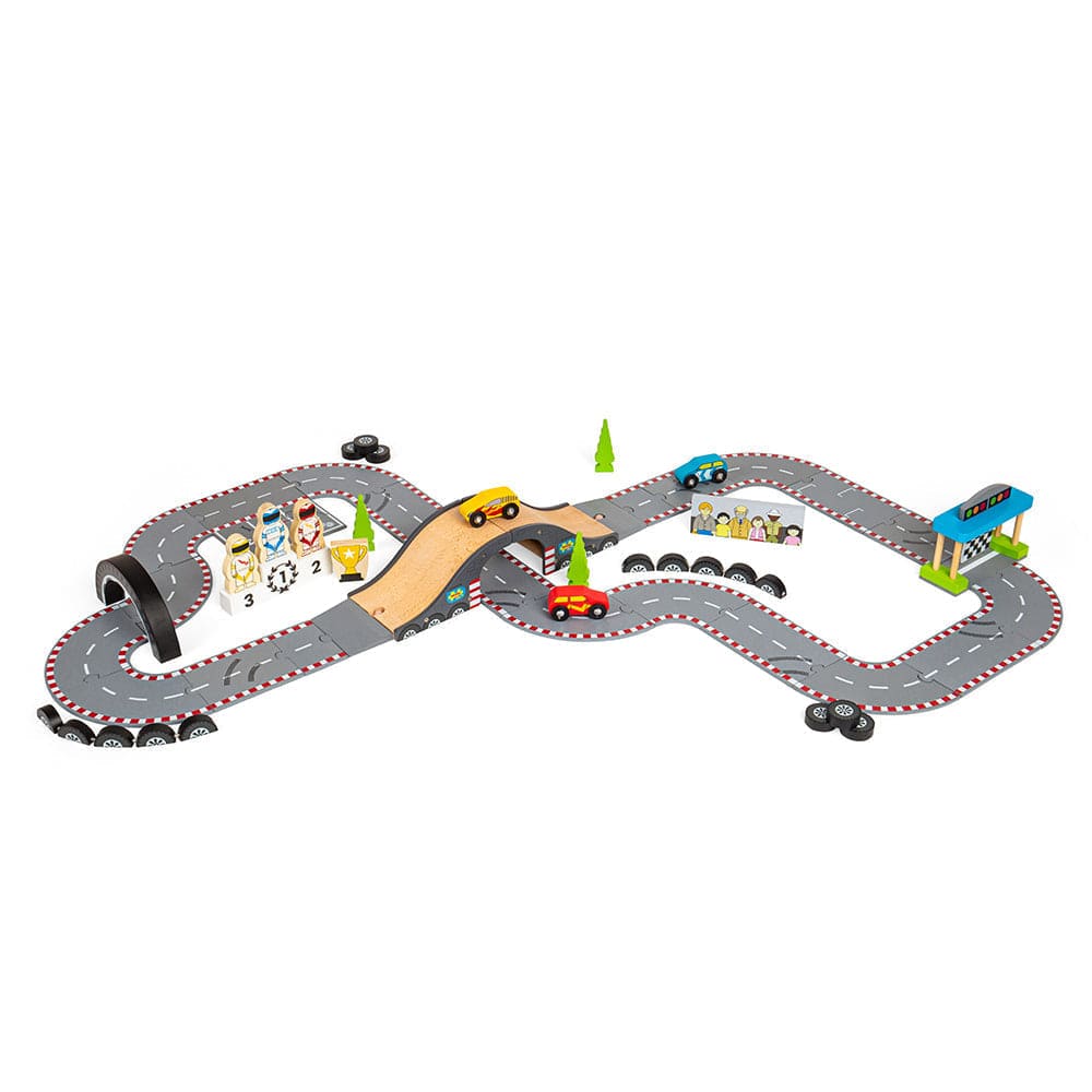 Bigjigs Toys Race Track Bigjigs Toys Roadway Race Day Wooden Car Track