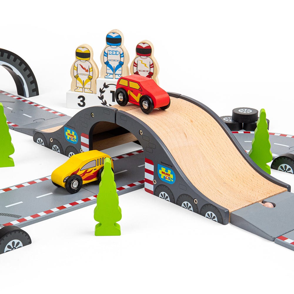 Bigjigs Toys Race Track Bigjigs Toys Roadway Race Day Wooden Car Track