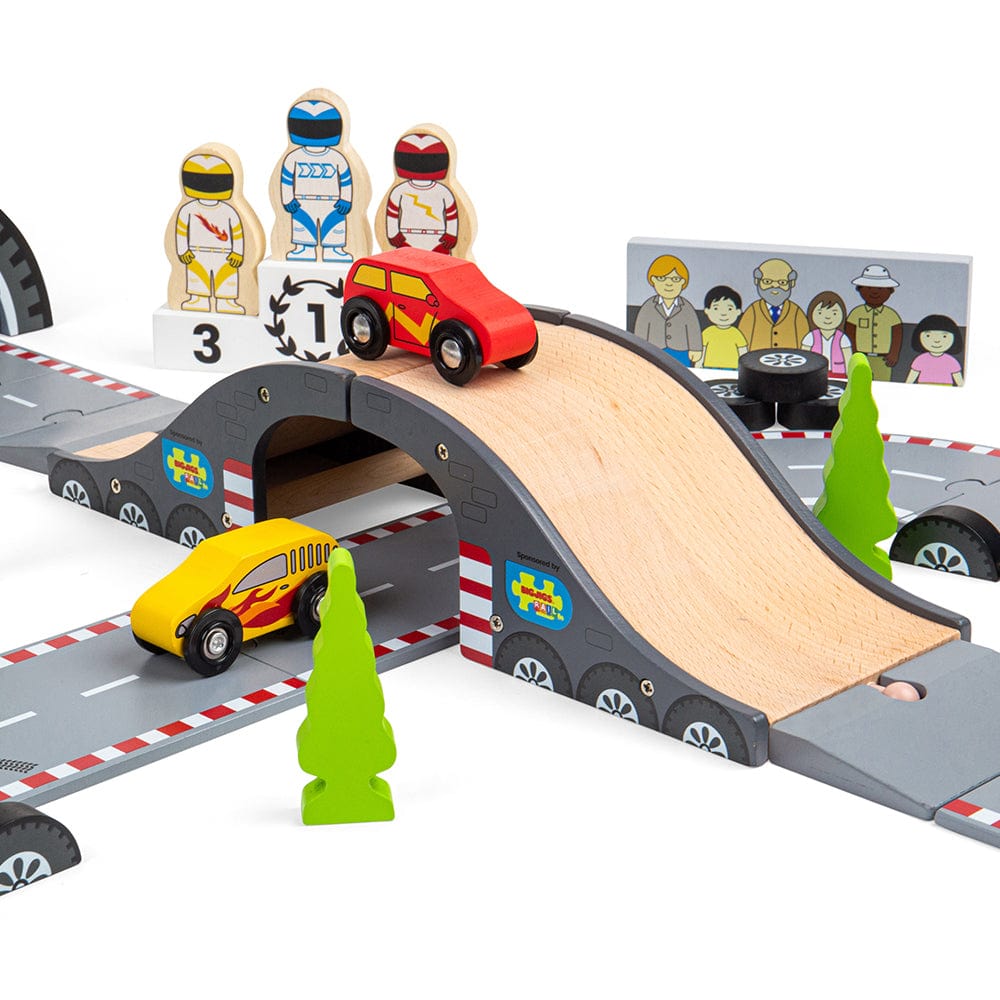 Bigjigs Toys Race Track Bigjigs Toys Roadway Race Day Wooden Car Track