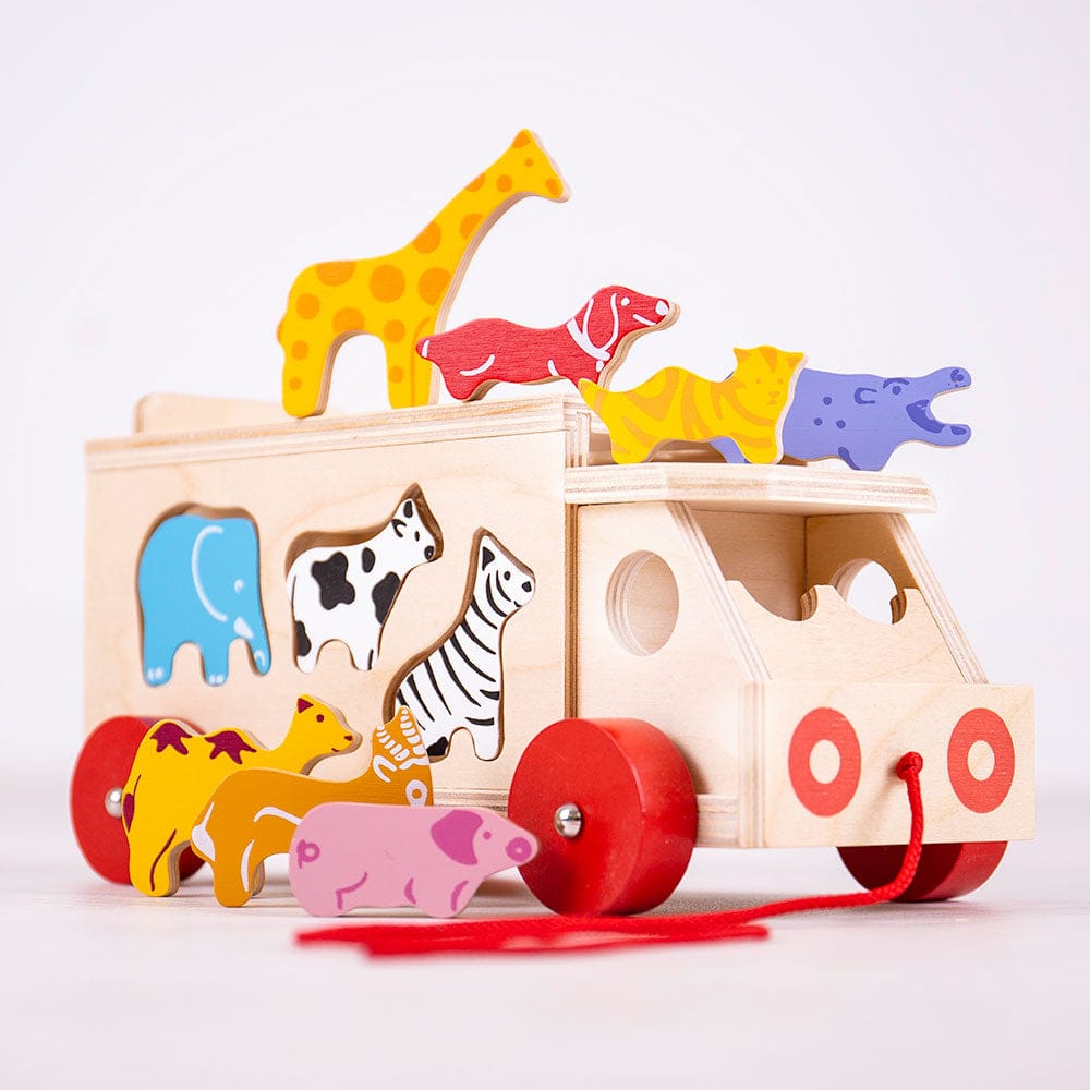 Bigjigs Toys Shape Sorter Bigjigs Toys Wooden Animal Shape Lorry