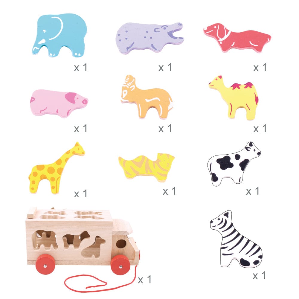 Bigjigs Toys Shape Sorter Bigjigs Toys Wooden Animal Shape Lorry