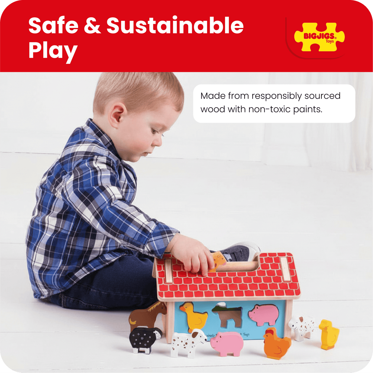 Bigjigs Toys Shape Sorter Bigjigs Toys Wooden Farmhouse Shape Sorter
