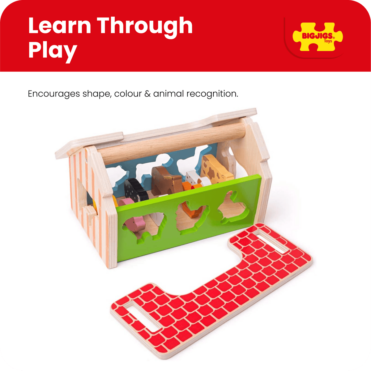 Bigjigs Toys Shape Sorter Bigjigs Toys Wooden Farmhouse Shape Sorter