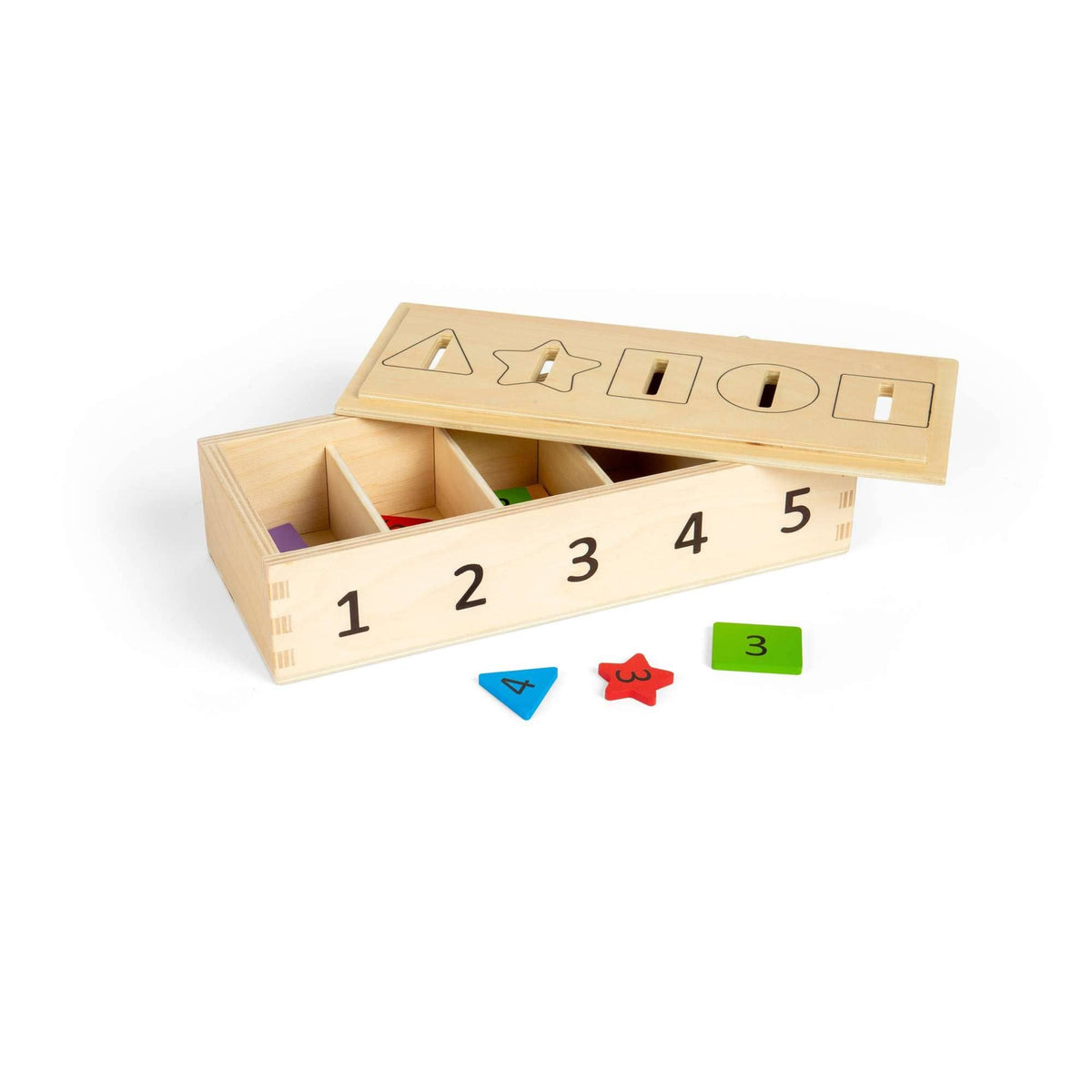 Bigjigs Toys Shape Sorter Bigjigs Toys Wooden Sorter Box - Numbers, Colours & Shapes
