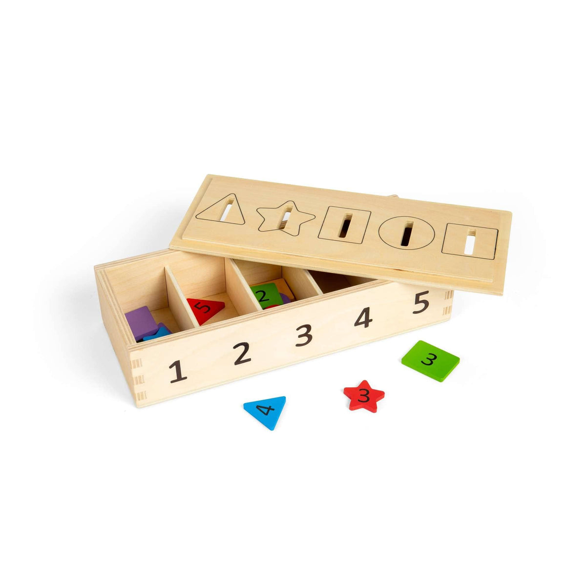 Bigjigs Toys Shape Sorter Bigjigs Toys Wooden Sorter Box - Numbers, Colours & Shapes