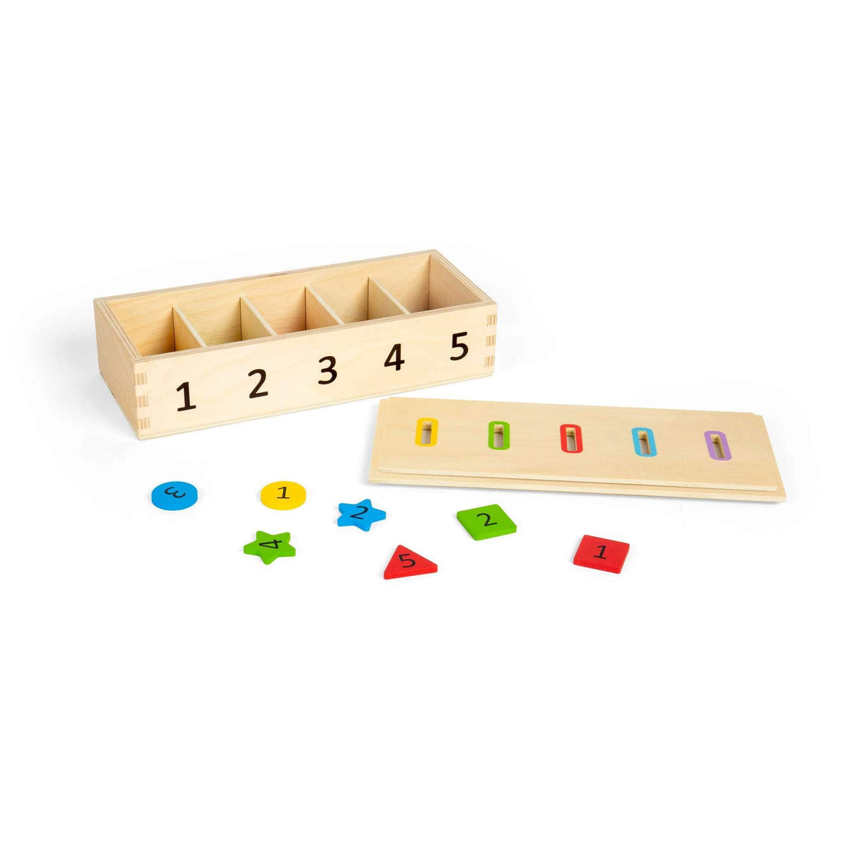 Bigjigs Toys Shape Sorter Bigjigs Toys Wooden Sorter Box - Numbers, Colours & Shapes