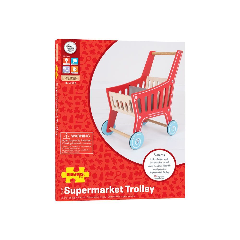 Bigjigs Toys Shopping Cart Bigjigs Toys Wooden Shopping Trolley Toy