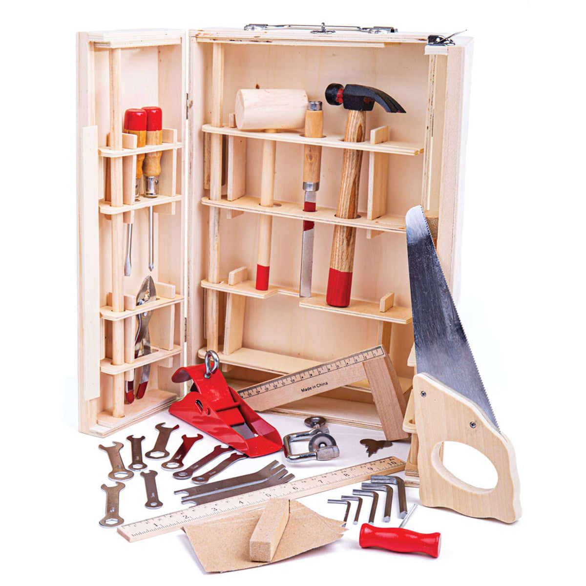 Bigjigs Toys Tool Kit Bigjigs Toys Junior Wooden Tool Box - 28 Real Tools
