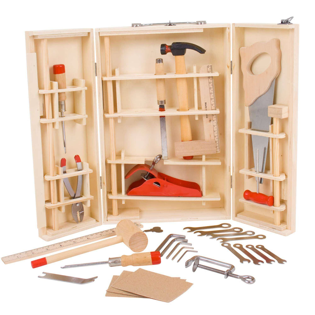 Bigjigs Toys Tool Kit Bigjigs Toys Junior Wooden Tool Box - 28 Real Tools