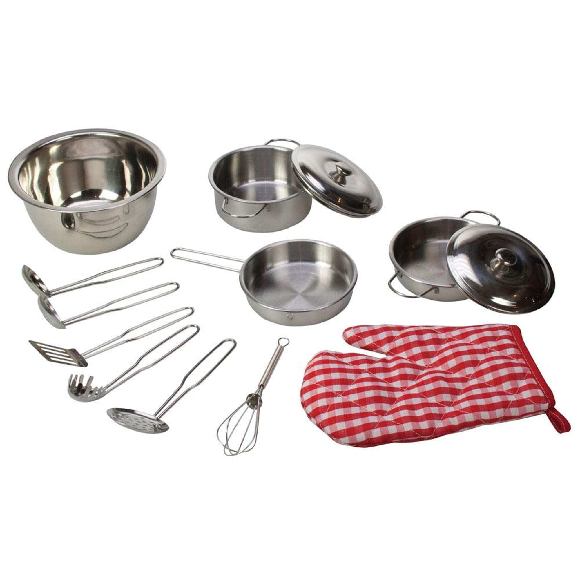 Bigjigs Toys Toy Kitchen Accesories Bigjigs Toys Stainless Steel Kitchenware Set