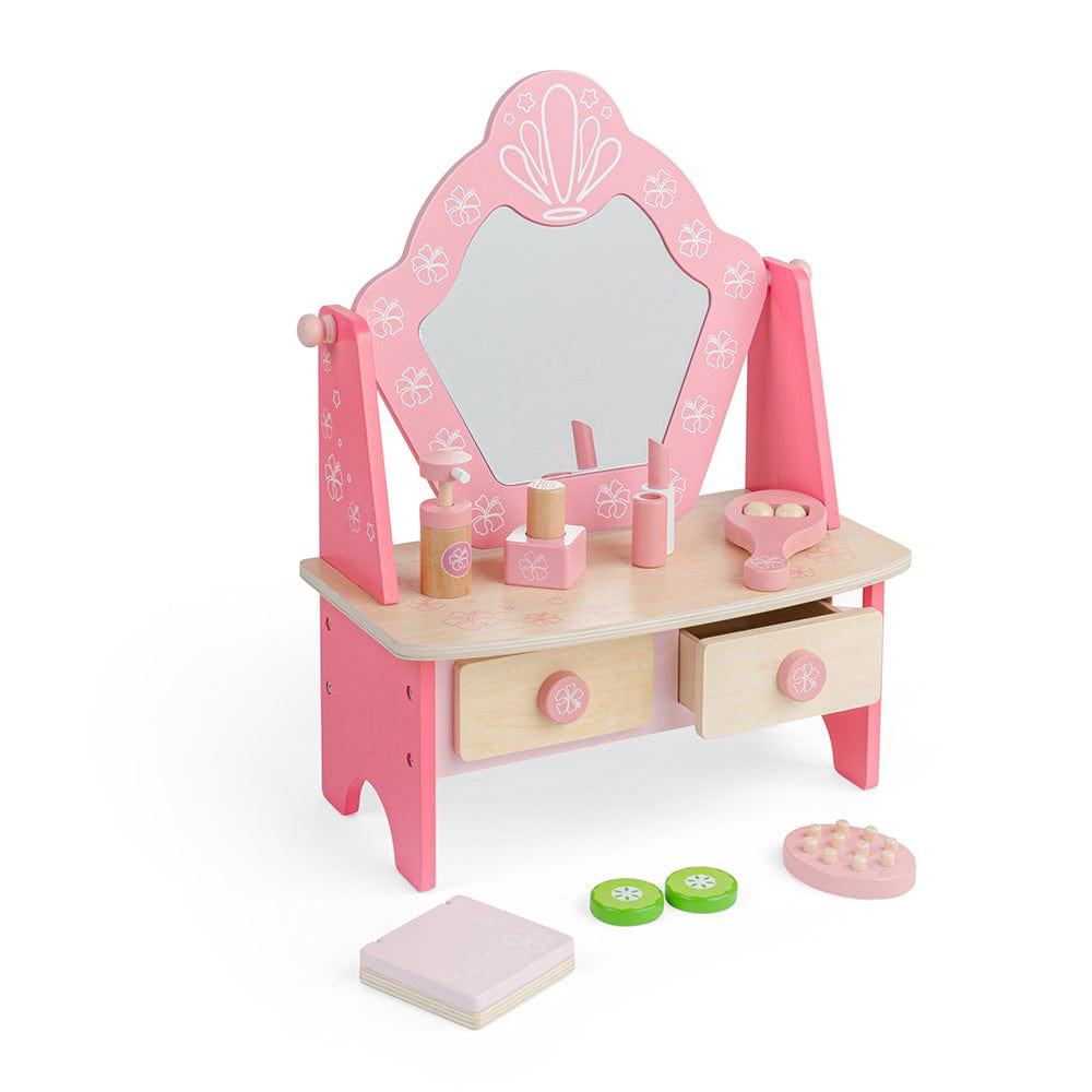 Bigjigs Toys Vanity Make Up Set Bigjigs Toys Wooden Vanity Table & Make Up Role Play Set