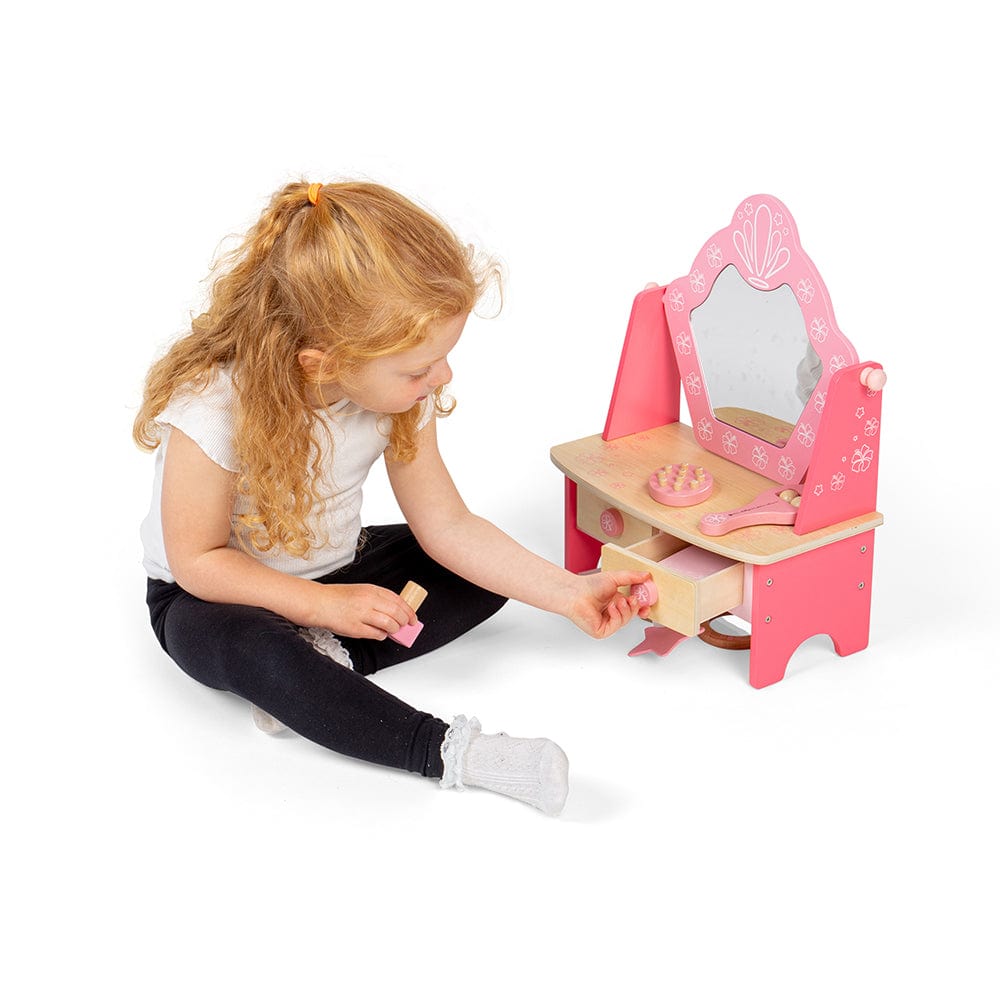 Bigjigs Toys Vanity Make Up Set Bigjigs Toys Wooden Vanity Table & Make Up Role Play Set