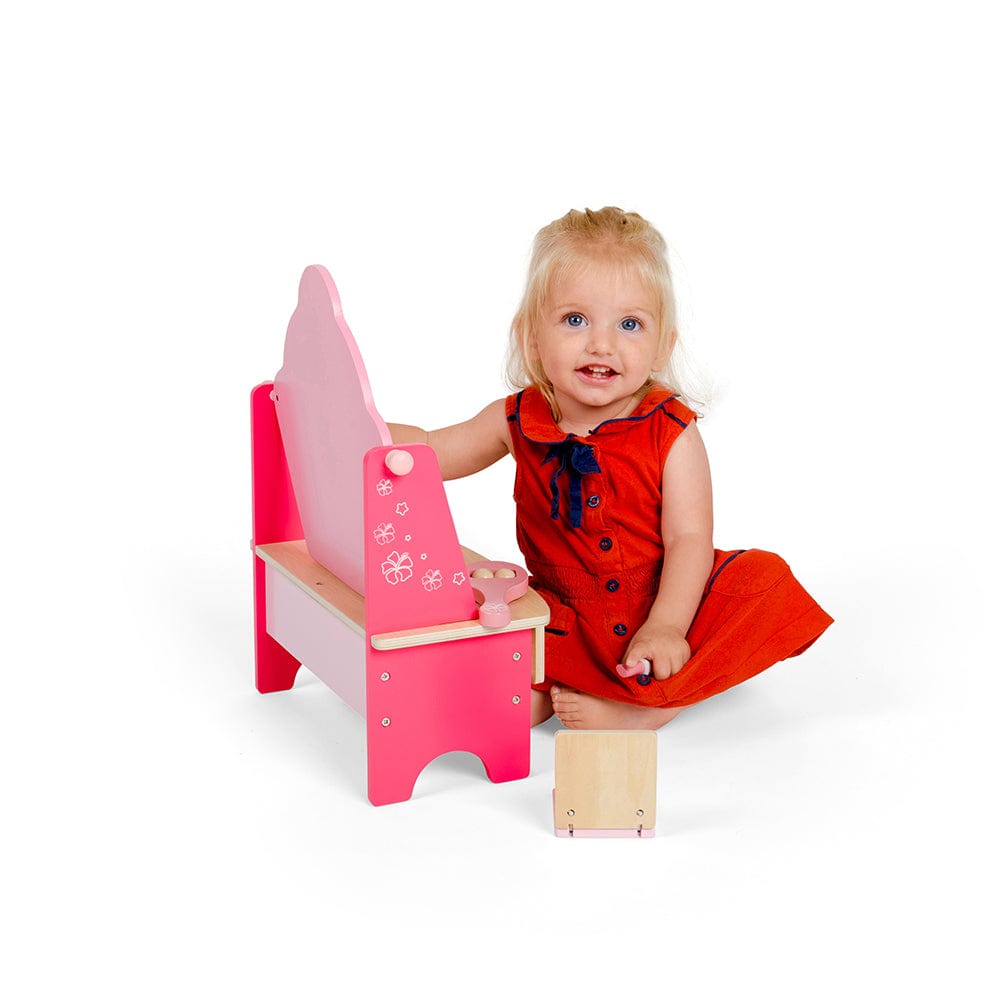 Bigjigs Toys Vanity Make Up Set Bigjigs Toys Wooden Vanity Table & Make Up Role Play Set