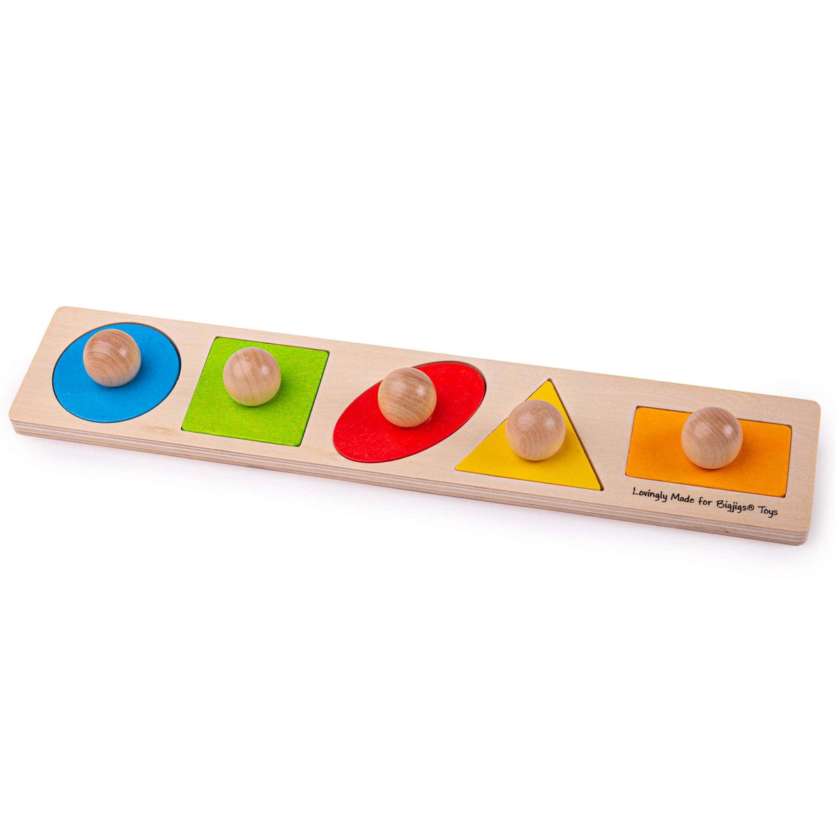 Bigjigs Toys wooden shape matching puzzle board with pegged pieces