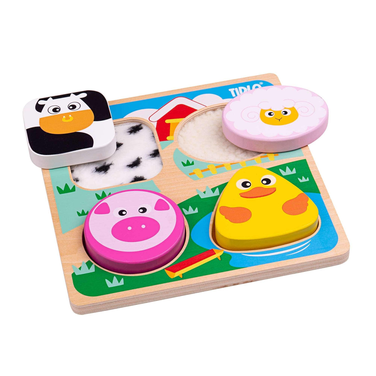 Tidlo touch and feel wooden farm animal puzzle
