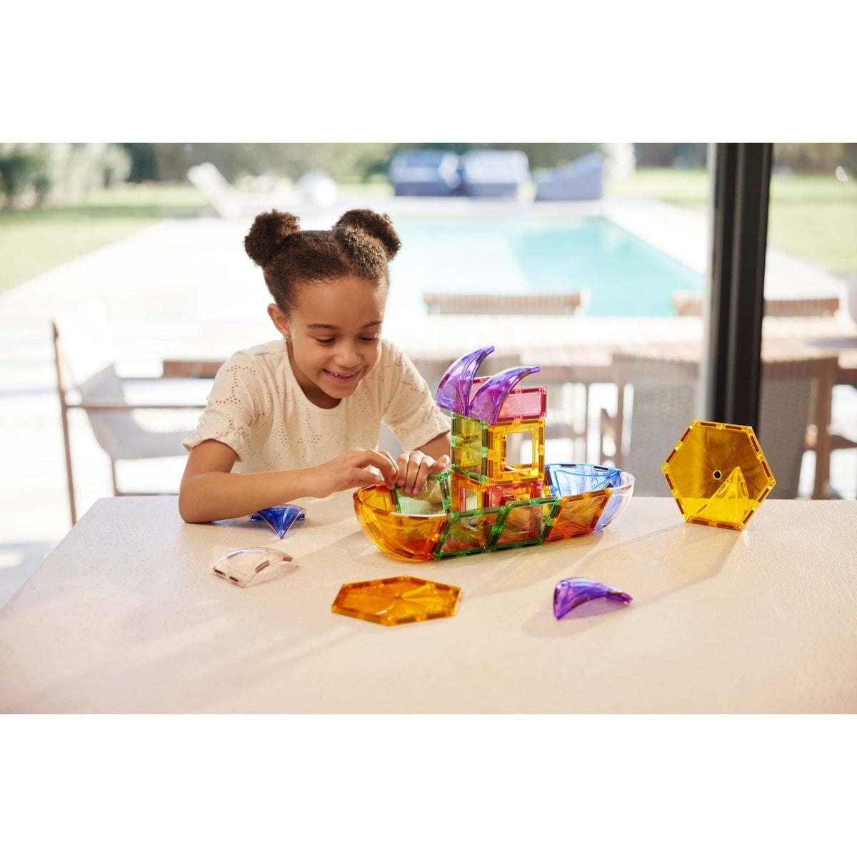 Cleverclixx Magnetic Tiles Cleverclixx Small Curved Pack Pastel - 34 Pieces