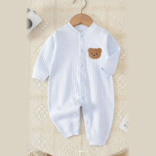 Cozy Crew Club Rompers Light Blue / 0-3 M Bear Romper Ribbed 100% Cotton