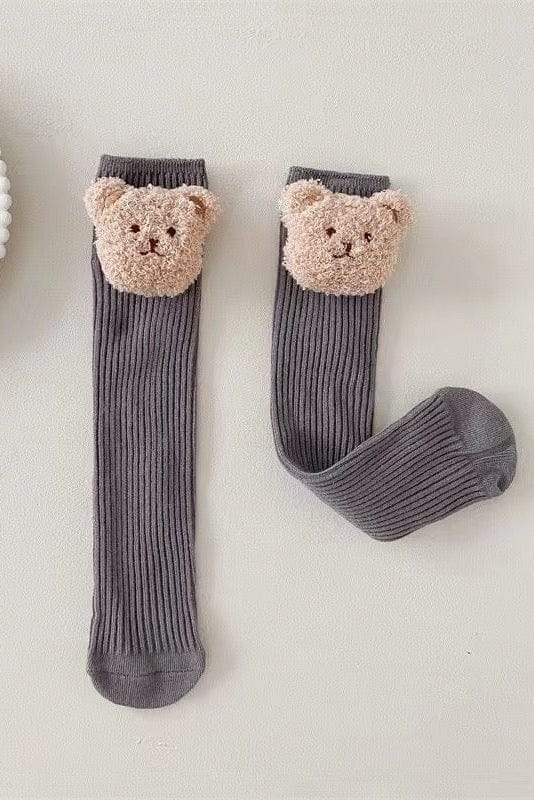 Cozy Crew Club Socks Grey The Bear Knee Socks - Super Soft