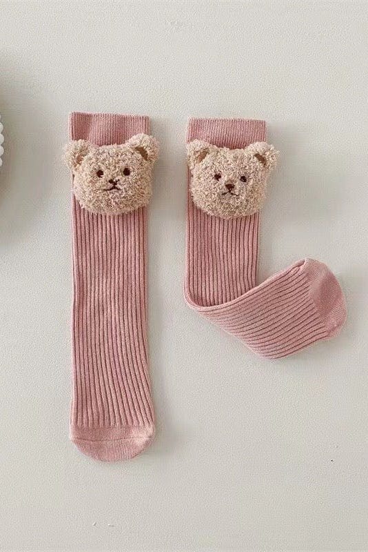 Cozy Crew Club Socks Pink Socks The Bear Knee Socks - Super Soft