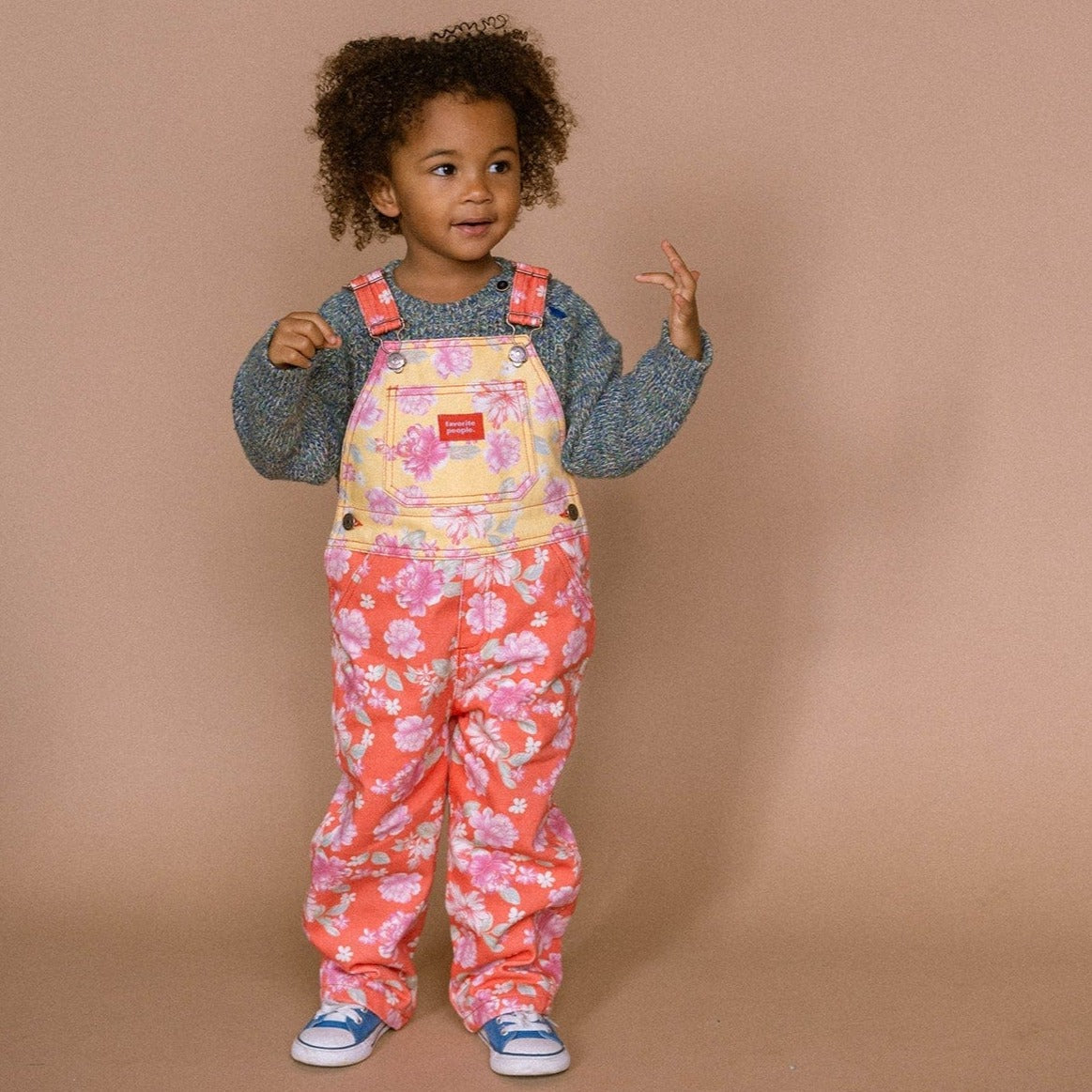 Favorite People Dungarees Kids 'Cuquedo' Dungarees (Red & Yellow Floral)