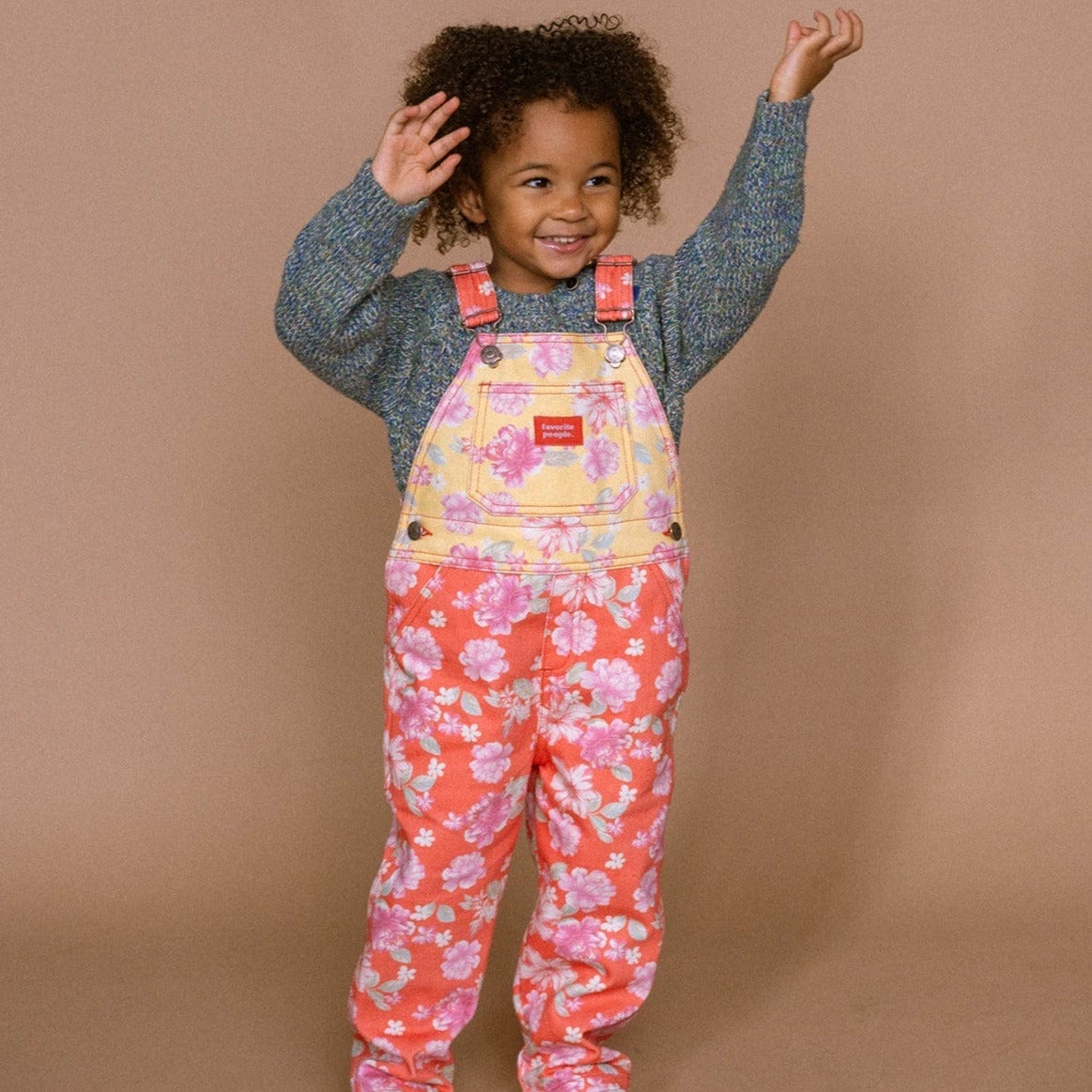 Favorite People Dungarees Kids 'Cuquedo' Dungarees (Red & Yellow Floral)